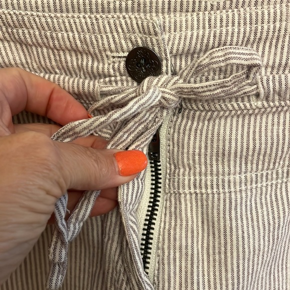 Dalia Collection modern fit mini skirt linen cotton blend striped draw string 6 - Picture 2 of 11